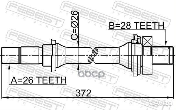 Полуось правая 28x372x26 (KIA shuma II/sephia I