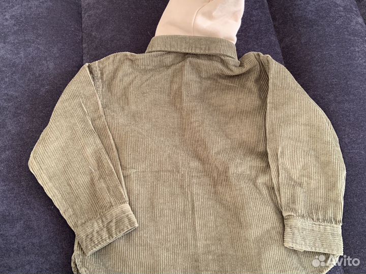 Рубашка вельветовая с теплым капюшоном 116