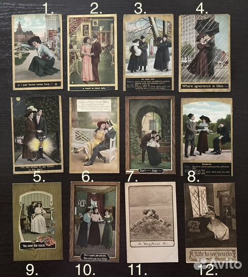 Открытки романтика сша/Германия/Англия, 1900е