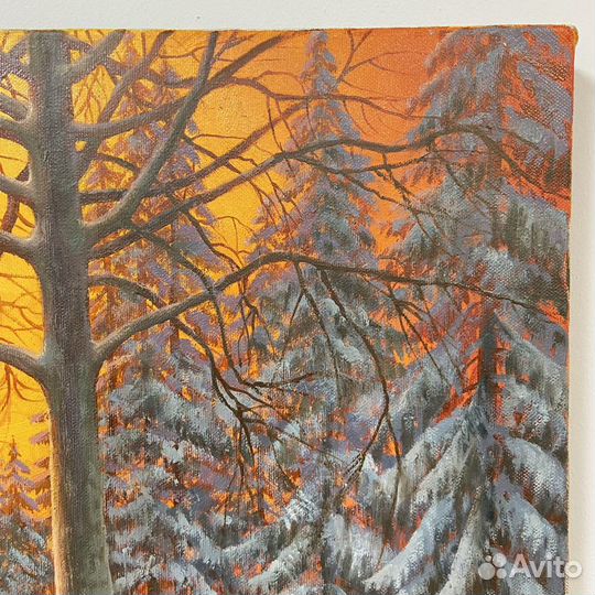 Картина В зимнем лесу 100х70 см Художник Петряшев