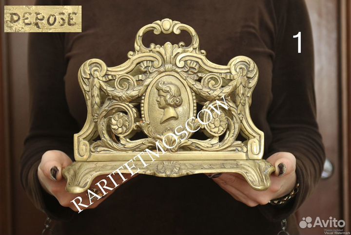 Салфетница подставка бронза латунь золото ангел