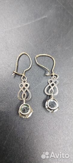 Антикварные серебряные серьги 875 горный хрусталь