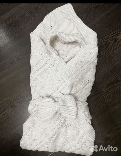 Вязаный конверт на выписку осенний