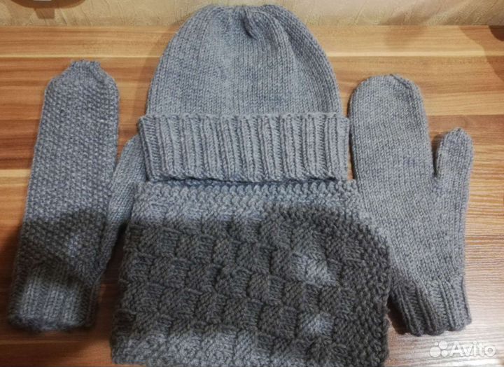 Шапка, шарф, снуд, варежки, ручная вязка