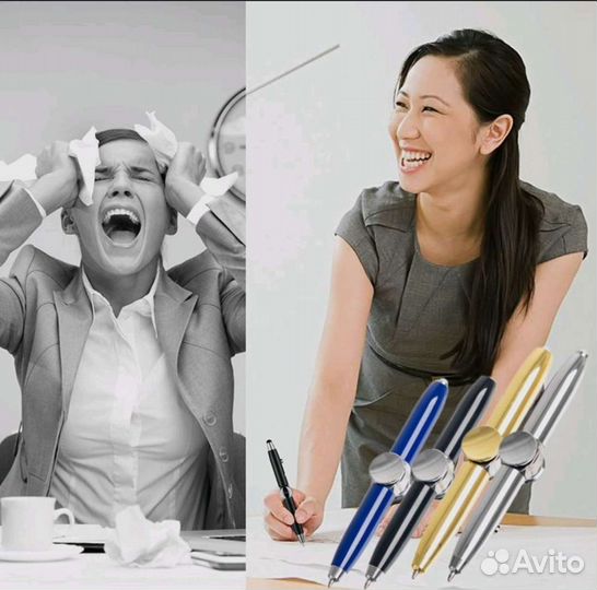 Ручка спиннер с фонариком 3 в 1