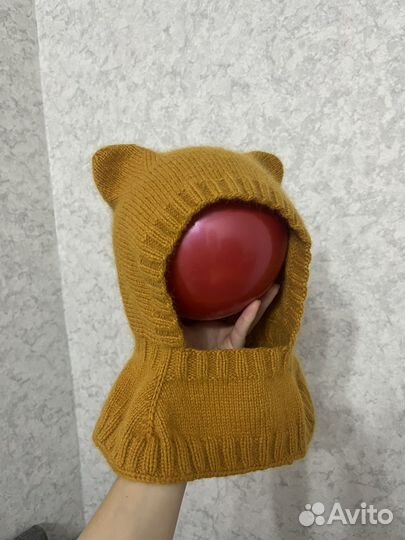 Шапка шлем с круглыми ушками