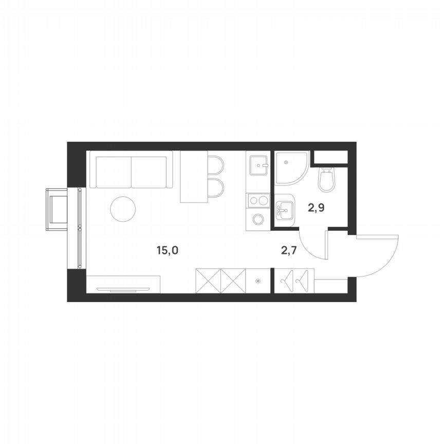 Квартира-студия, 20,6 м², 8/17 эт.