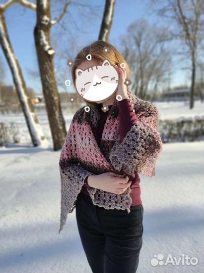 Платок / шарф ажурный вязаный ручная работа
