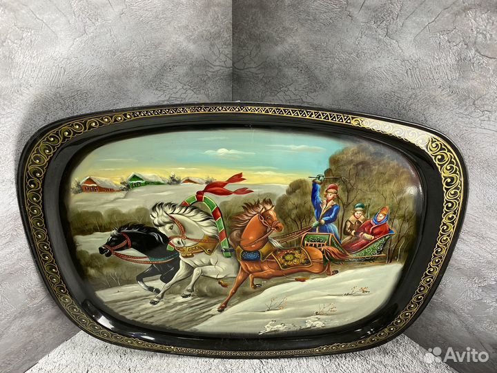 Поднос жостово Тройка 59.5х45.5см