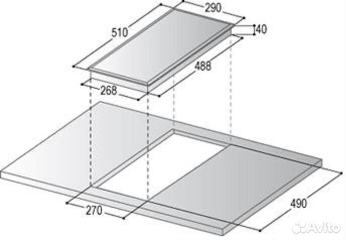 Поверхность 2 конфорки