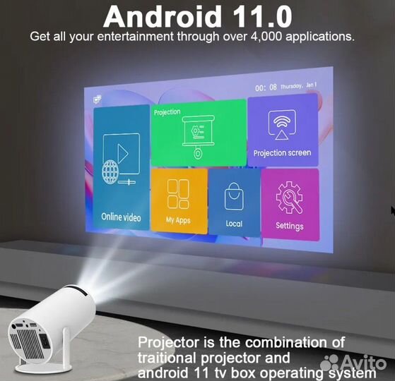 SMART Projector A.M. LED Android 11