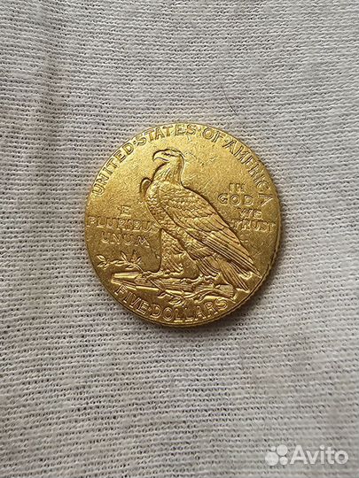 Золотая монета пятёрка С орлом
