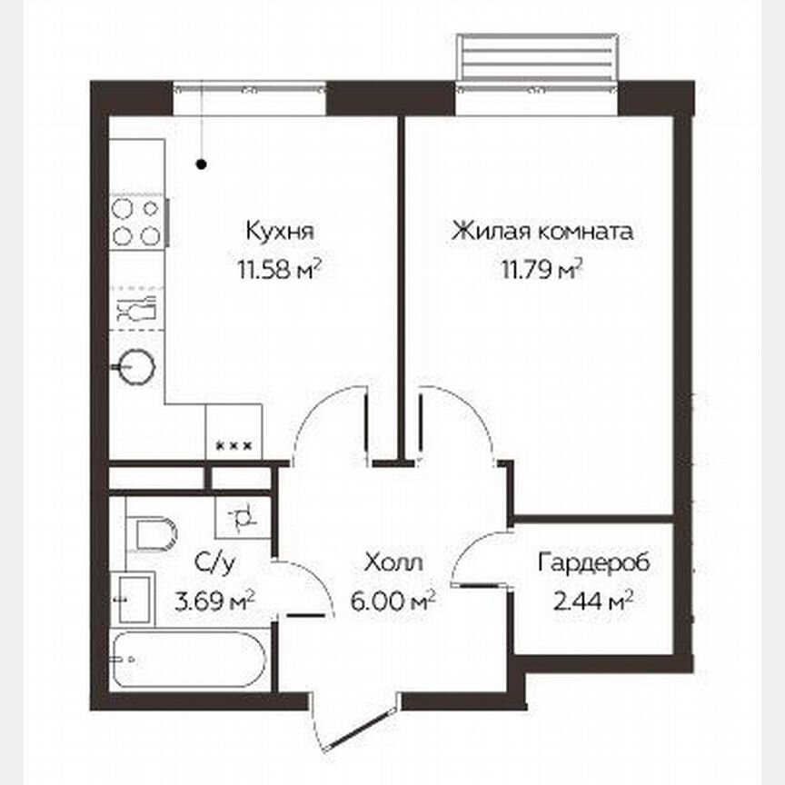 1-к. квартира, 35,5 м², 8/15 эт.