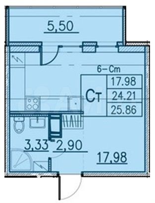Квартира-студия, 25,9 м², 12/13 эт.
