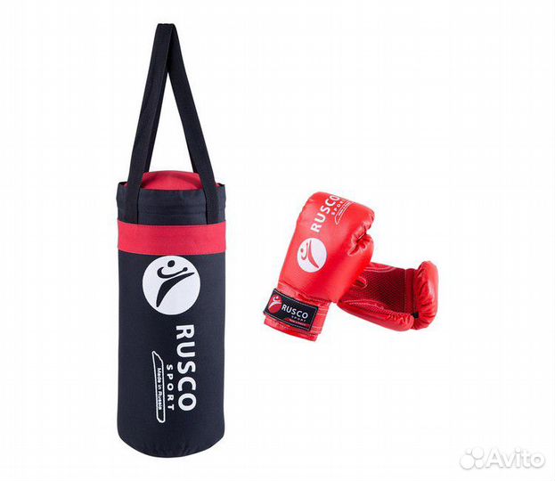 Набор для бокса rusco sport к/з черн-красн 6oz