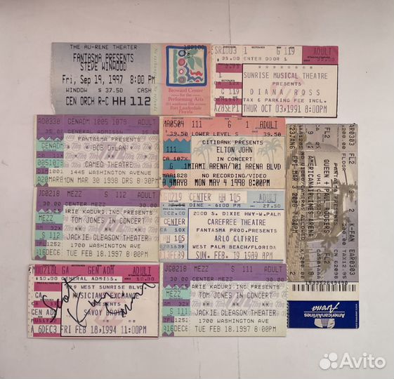 Винтажные Билеты на концерты легенд рока