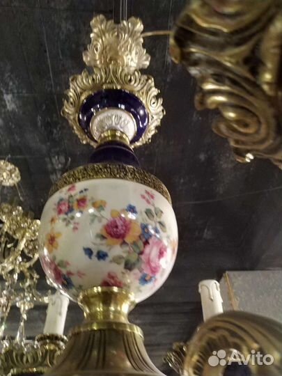 Люстра бронза фарфор, Италия