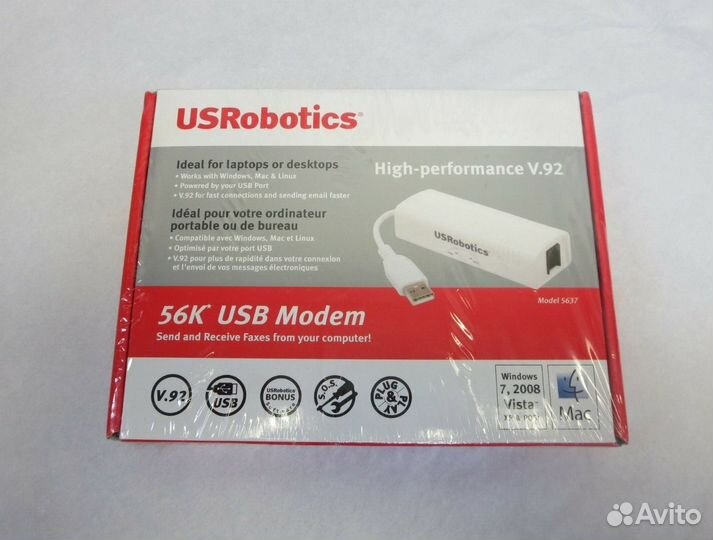 Внешний USB Fax Modem 56K Zoom US Robotics новый