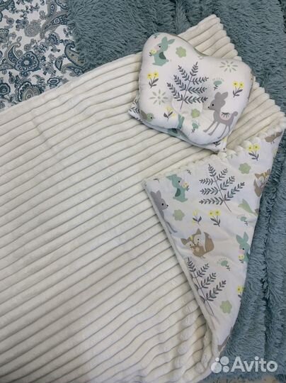 Комплект в коляску, одеяло, подушка