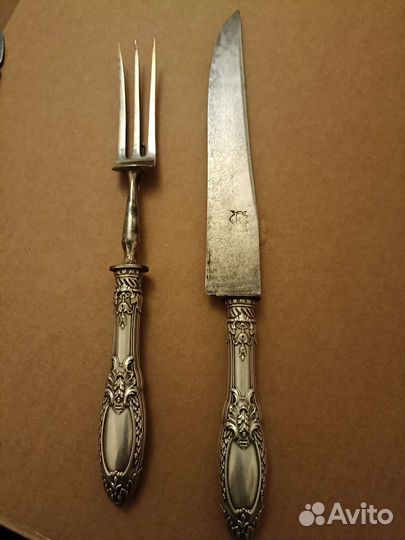 Нож и вилка старинные, с клемоm Paris