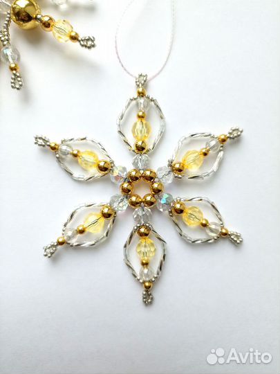 Елочные игрушки снежинки 4 шт. комплект на елку