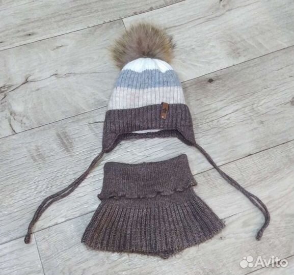Зимняя шапка и снуд для мальчика на 2 3 года