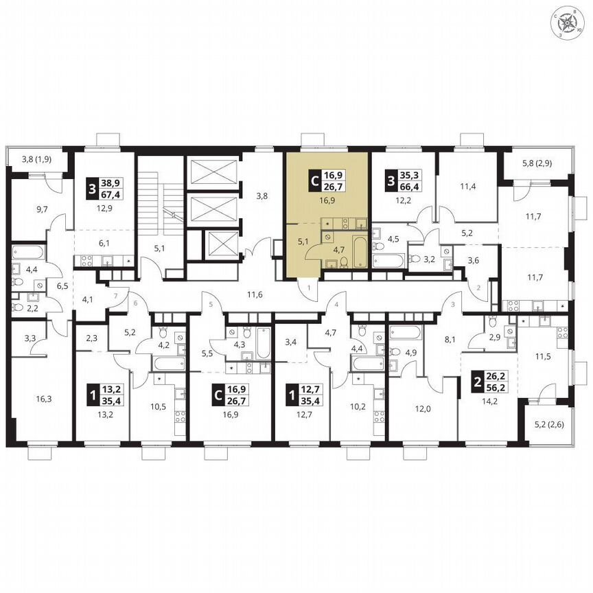 Квартира-студия, 26,7 м², 15/23 эт.