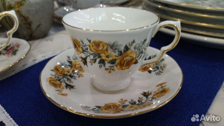 Чайная/кофейная пара Англия Royal Vale Желтые роз