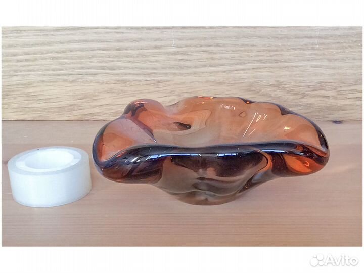 Конфетница пепельница гутное стекло Чехия