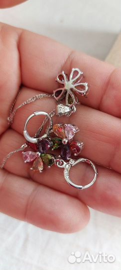 Комплект серьги и подвеска 9*2*5 цирконами