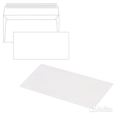 Конверты Е65 (110х220 мм), отрывная лента, 80 г/м2