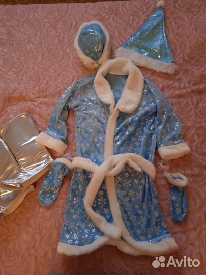 Детский Костюм Деда Мороза,Морозко,Морозец,голубой