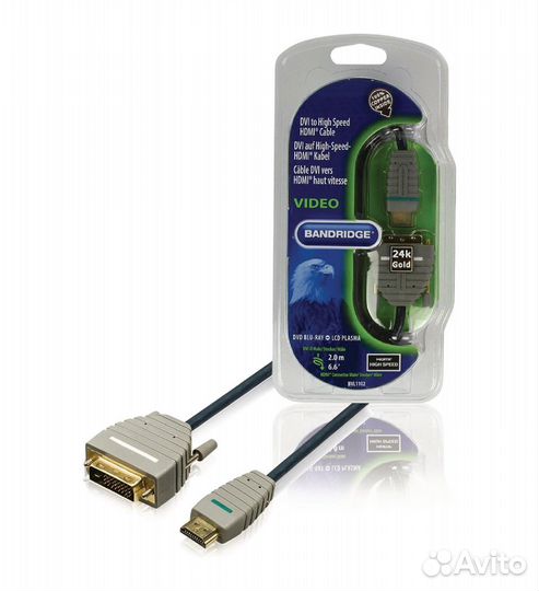 Кабель hdmi 19M DVI-D 25M 2.0 m Bandridge BVL1102