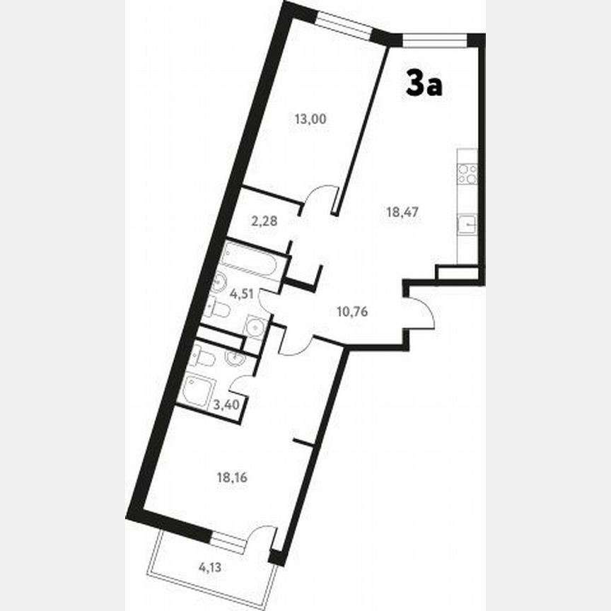 2-к. квартира, 72,7 м², 7/17 эт.