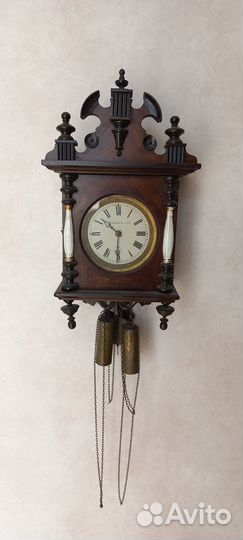 Часы старинные ходики на гирях с колоннами