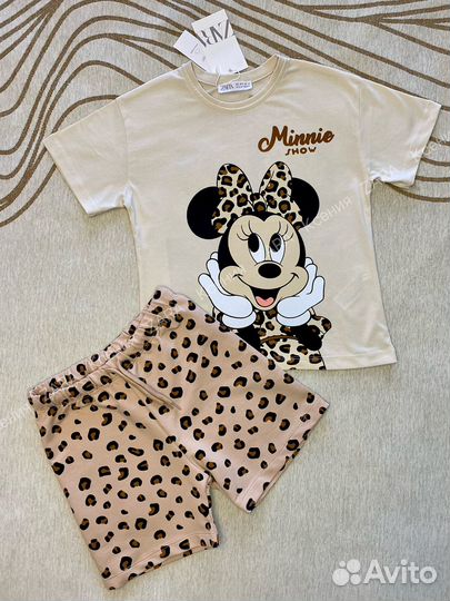 Костюм zara леопард Минни Маус 104 110 116 128