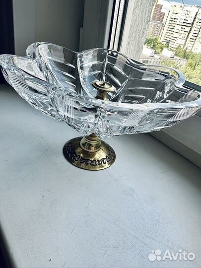 Ваза для фруктов хрусталь на ножке винтаж