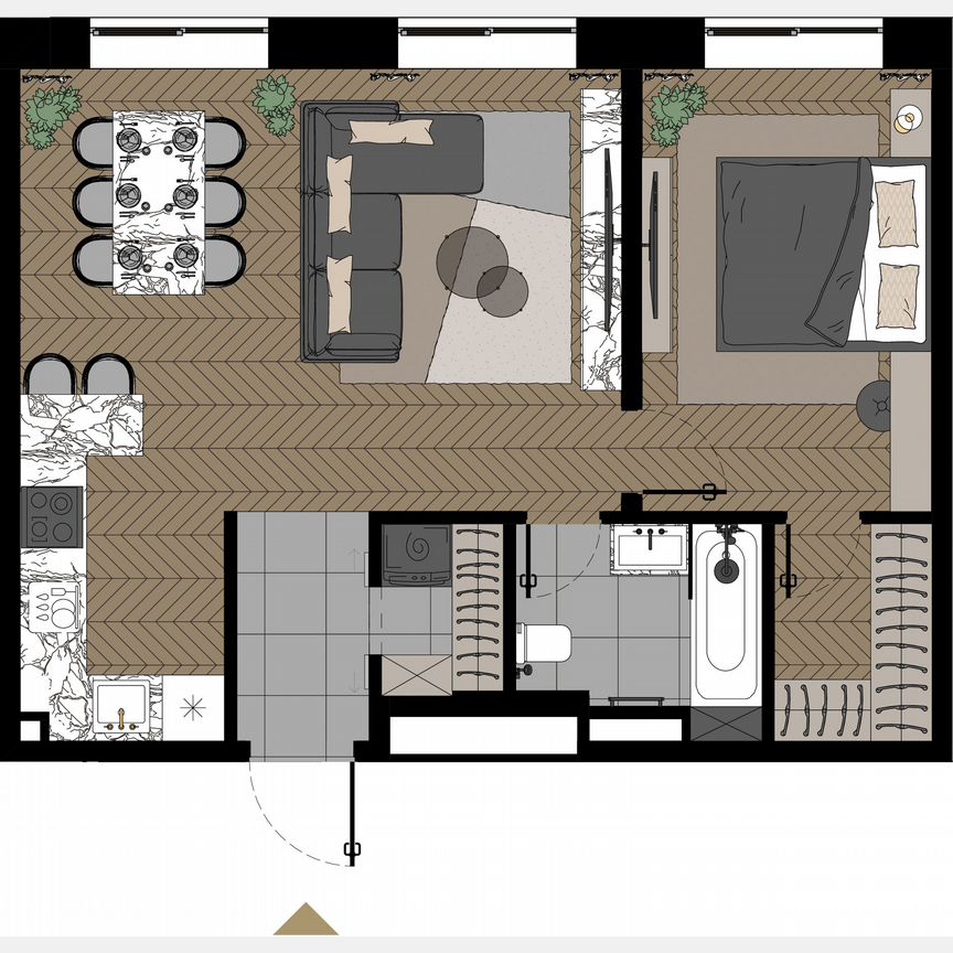 1-к. апартаменты, 55,9 м², 22/23 эт.