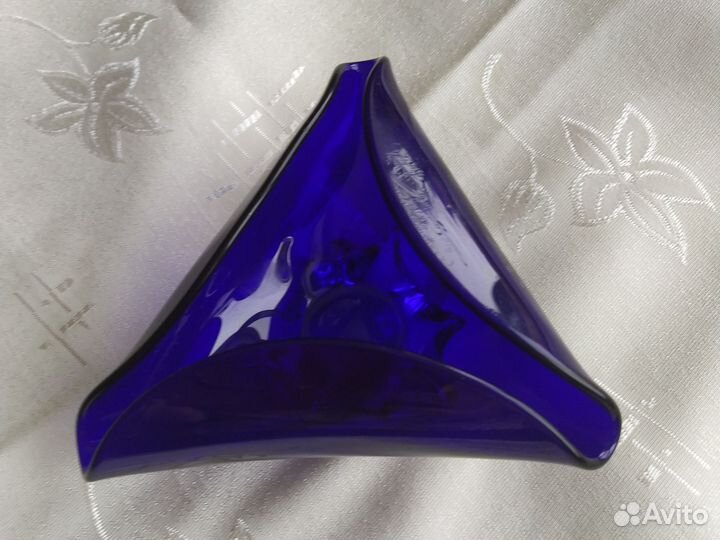 Пепельница СССР синее стекло
