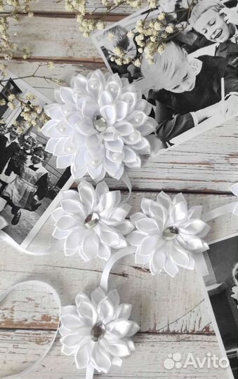 Лента в косу школьные бантики ручной работы