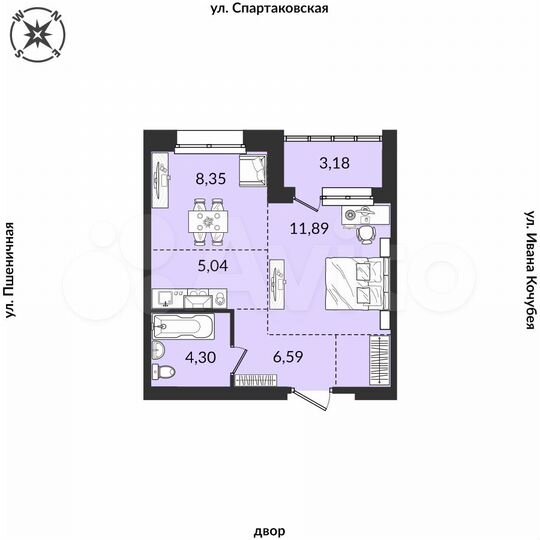 2-к. квартира, 39,4 м², 3/12 эт.