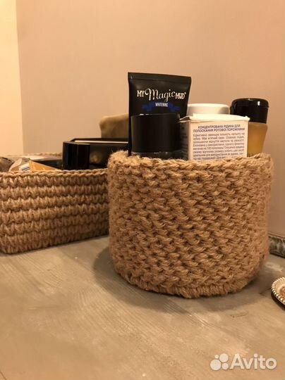 Корзина из джута, салфетки, коврик, авоська