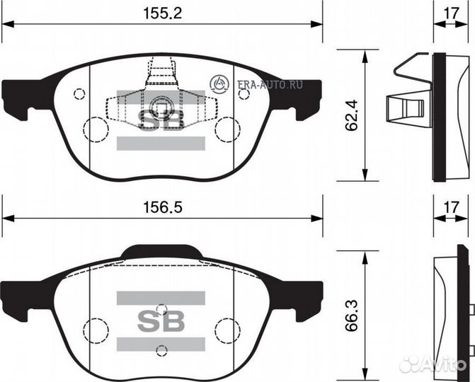 Sangsin brake SP1260 Колодки тормозные ford focus