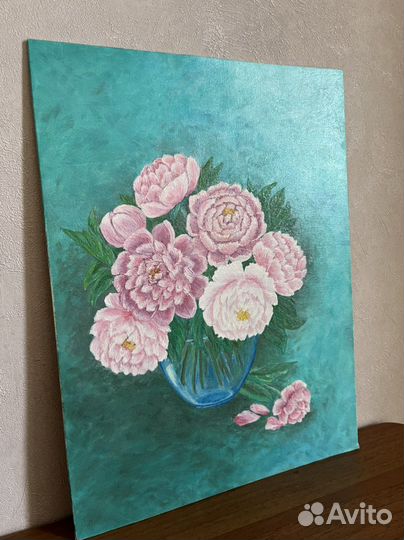 Картина маслом Пионы