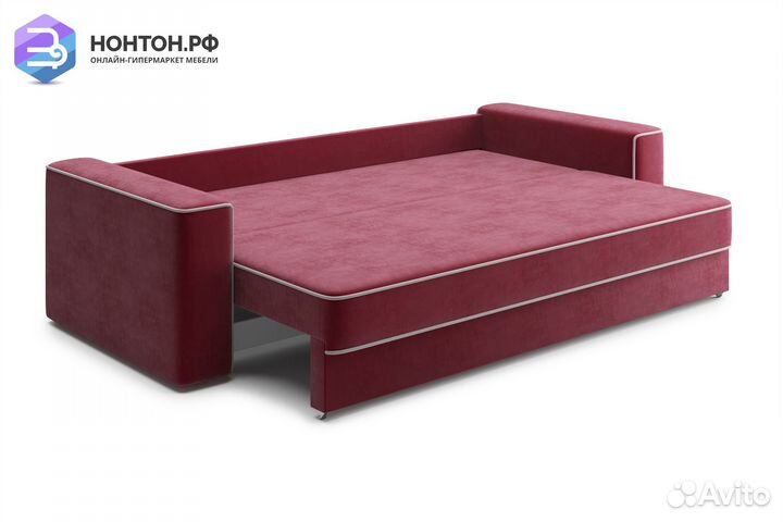 Диван еврокнижка Берген 3-х местный бордовый