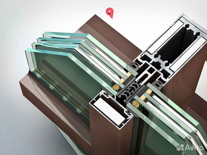 Ремонт окон, стеклопакет обычный RAL2357