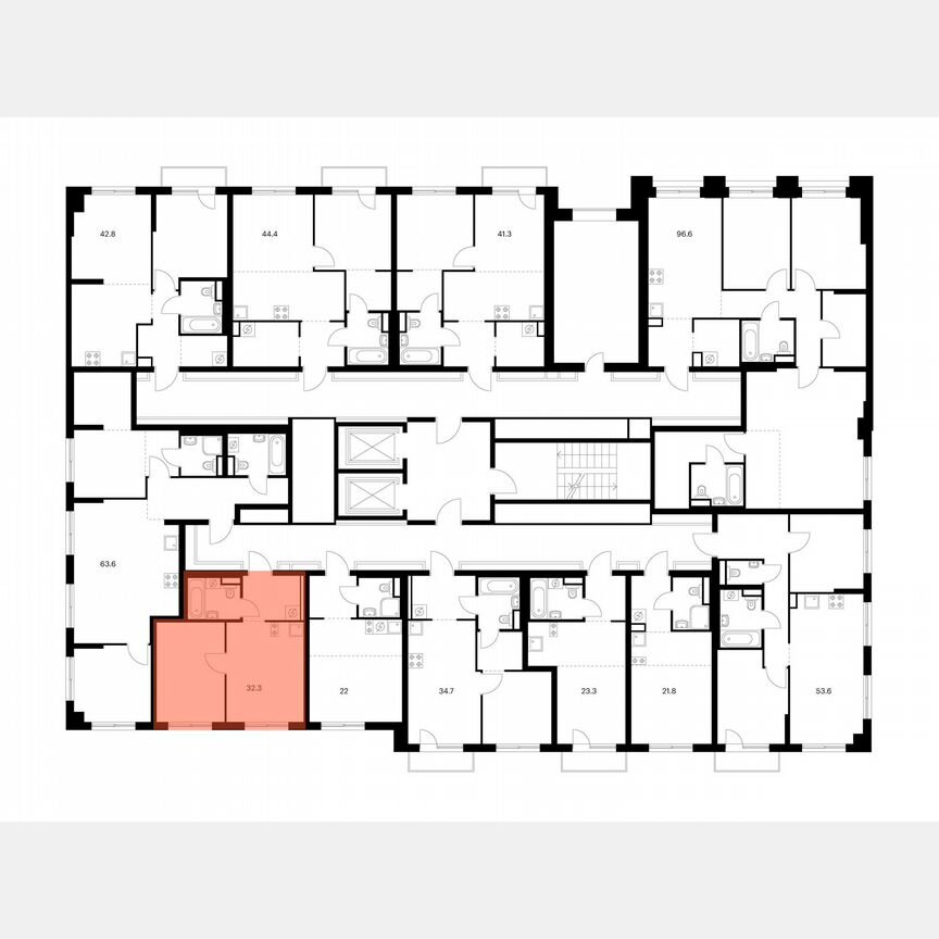 1-к. квартира, 32,3 м², 3/15 эт.