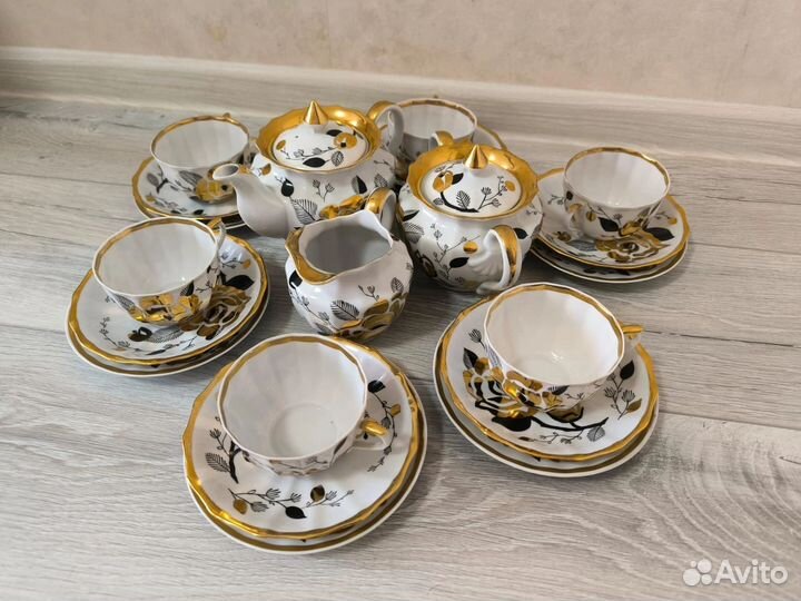 Чайный сервиз СССР Золотая роза вербилки фарфор
