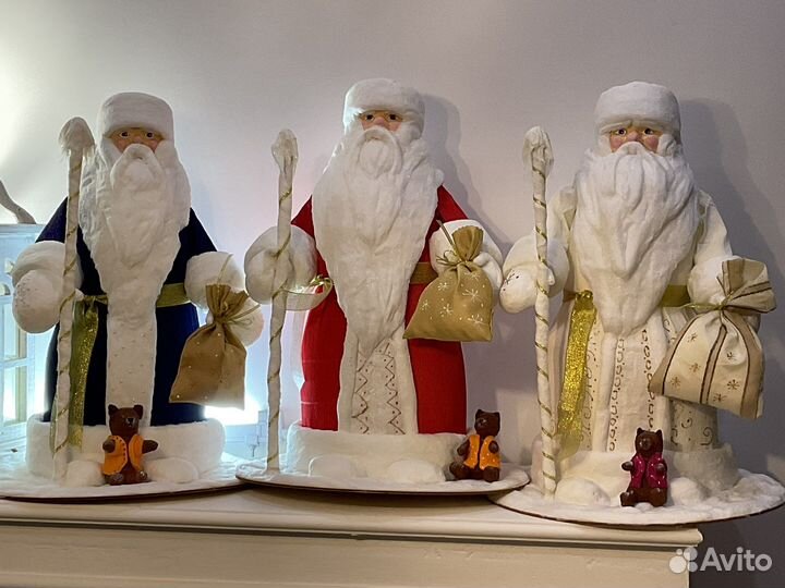 Большой Дед Мороз из ваты под ёлку, 49см