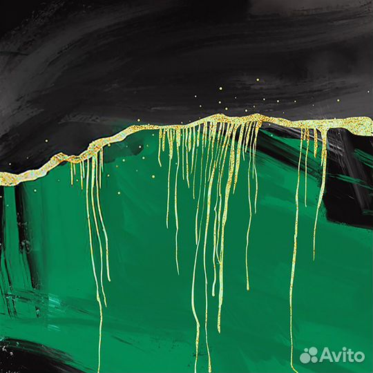 Картина маслом абстракция зелёная